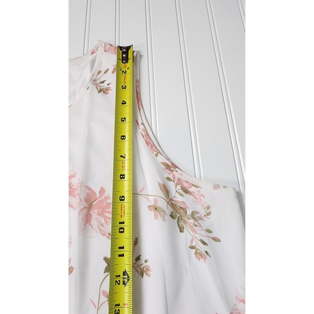 Womens XXL White Pink Floral Sleeveless Blouse - Picture 7 of 11